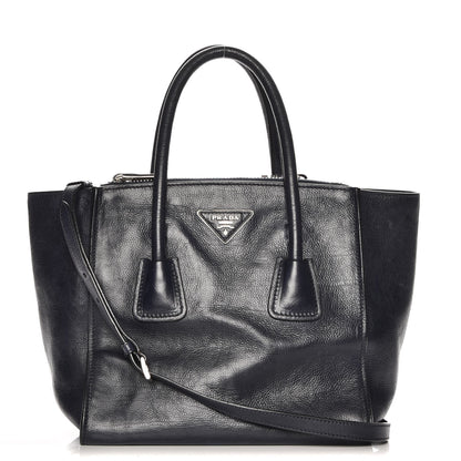 Prada Glace Calf Small Twin Pocket Tote Baltico 1 of 8