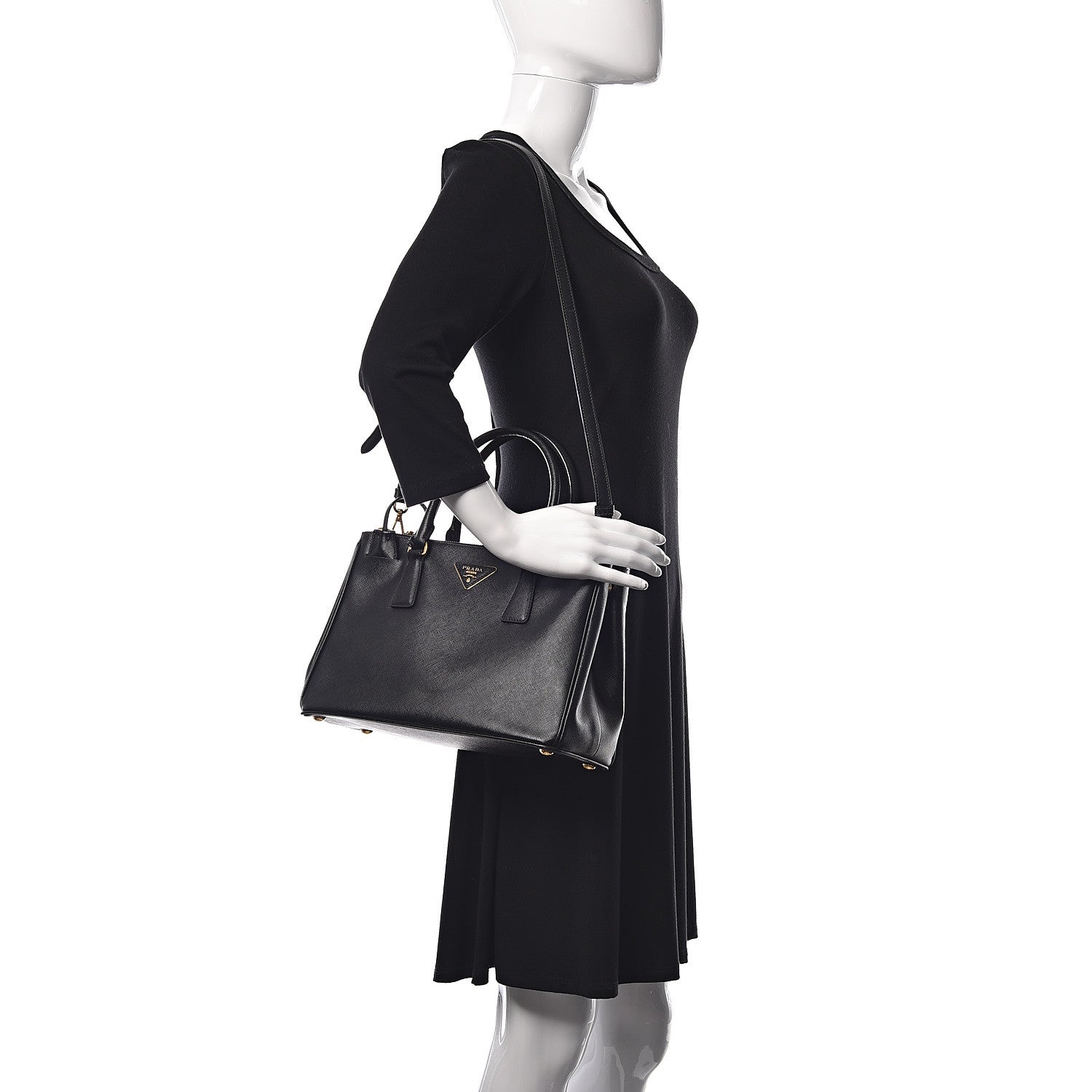 Prada Saffiano Small Galleria Double Zip Tote Black 2 of 14