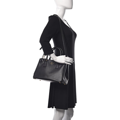 Prada Saffiano Small Galleria Double Zip Tote Black 2 of 14