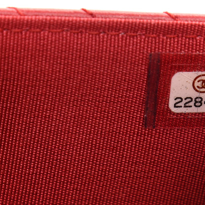 Chanel Calfskin Chevron Quilted Boy Wallet On Chain WOC Red 8 of 12