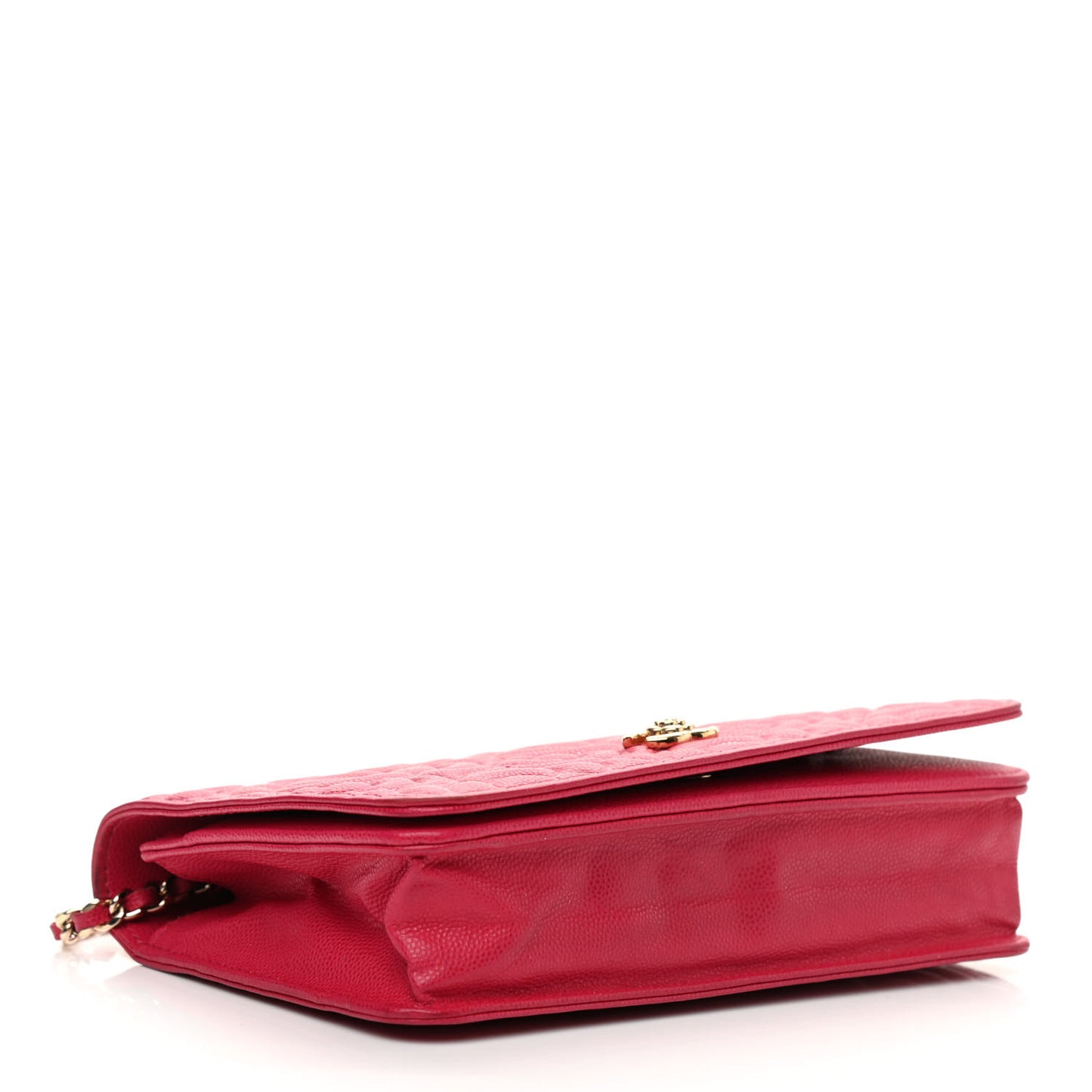 Caviar Camellia Embossed Wallet On Chain WOC Fuschia