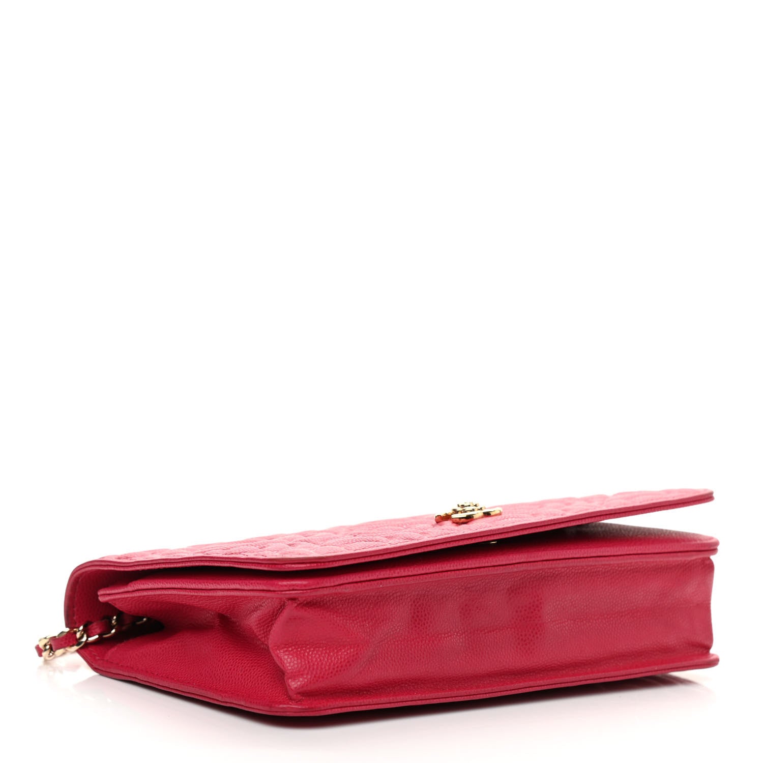 Chanel Caviar Camellia Embossed Wallet On Chain WOC Fuschia 3 of 11