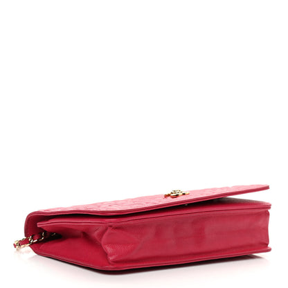 Chanel Caviar Camellia Embossed Wallet On Chain WOC Fuschia 3 of 11