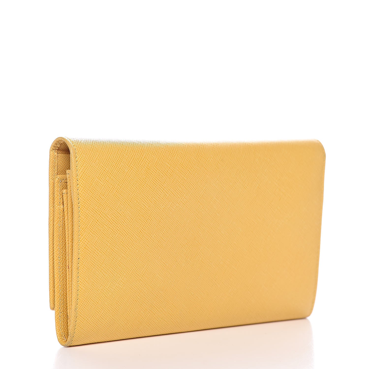 Prada Saffiano Triangle Continental Flap Wallet Ginestra 3 of 9