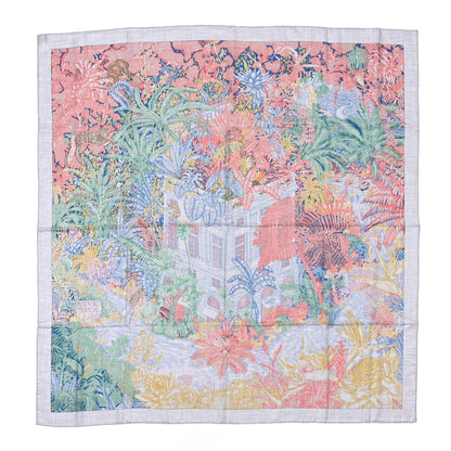 Hermes Cashmere Silk Faubourg Tropical Shawl 140 Gris Chine Rose 1 of 4