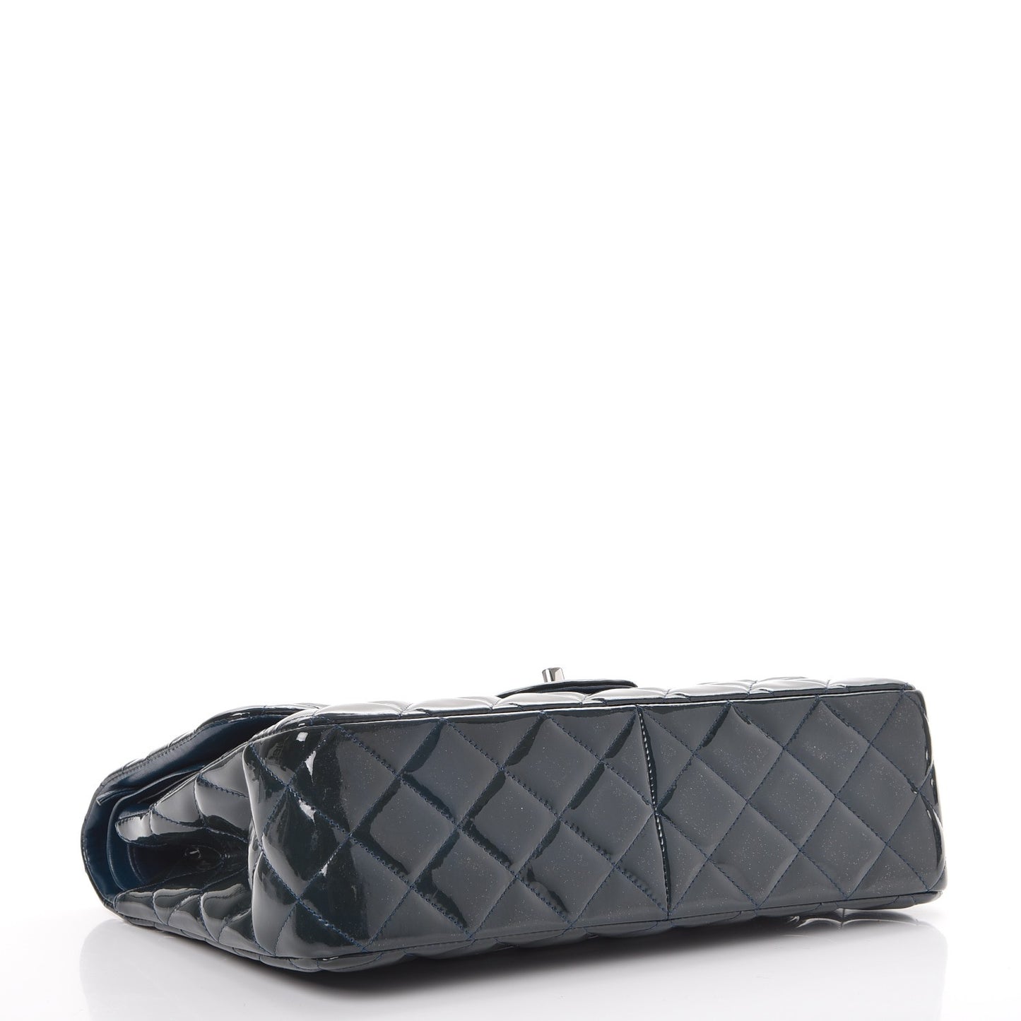Patent Quilted Jumbo Double Flap Blue
