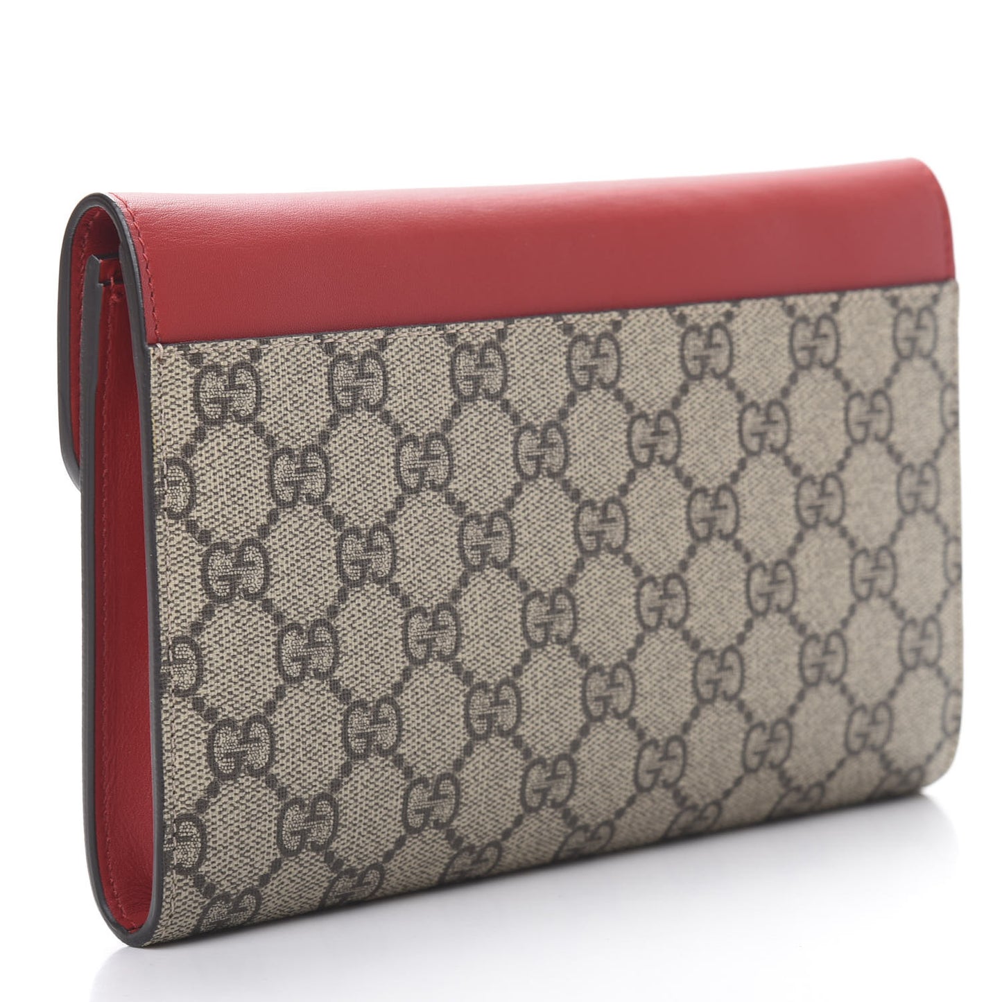 GG Supreme Monogram Mini Peony Pearly Clutch Red