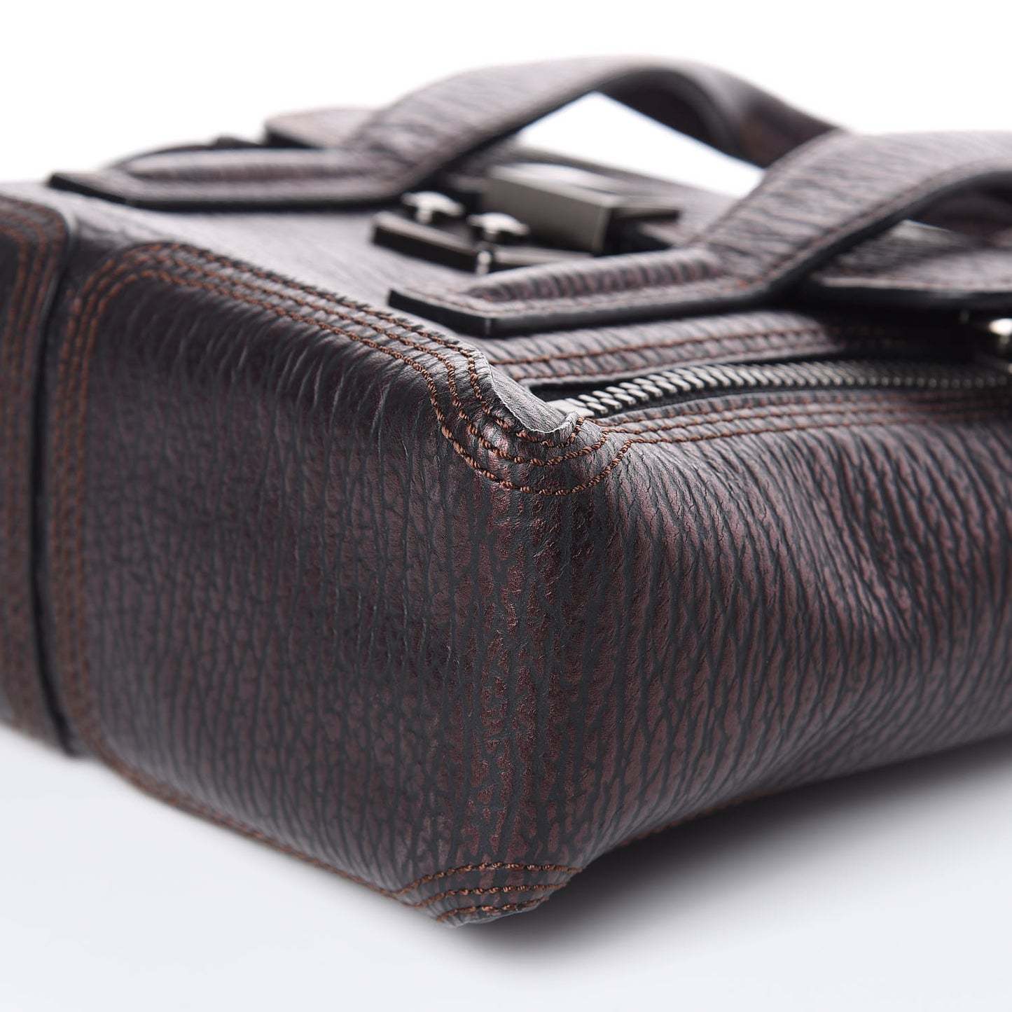3.1 Metallic Textured Calfskin Mini Pashli Satchel Burgundy