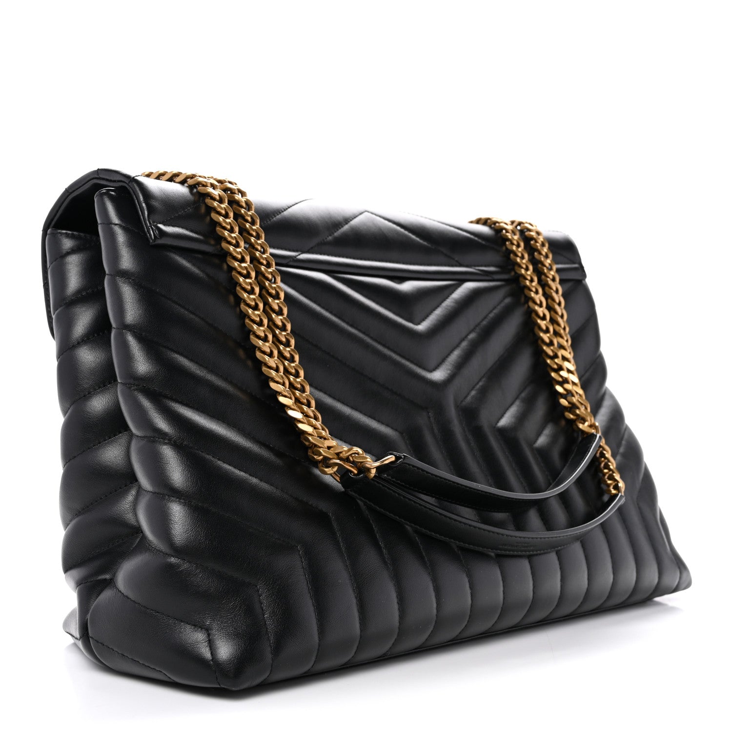 Saint Laurent Calfskin Y Quilted Monogram Large Loulou Chain Satchel Black 3 of 14