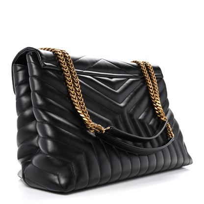 Saint Laurent Calfskin Y Quilted Monogram Large Loulou Chain Satchel Black 3 of 14
