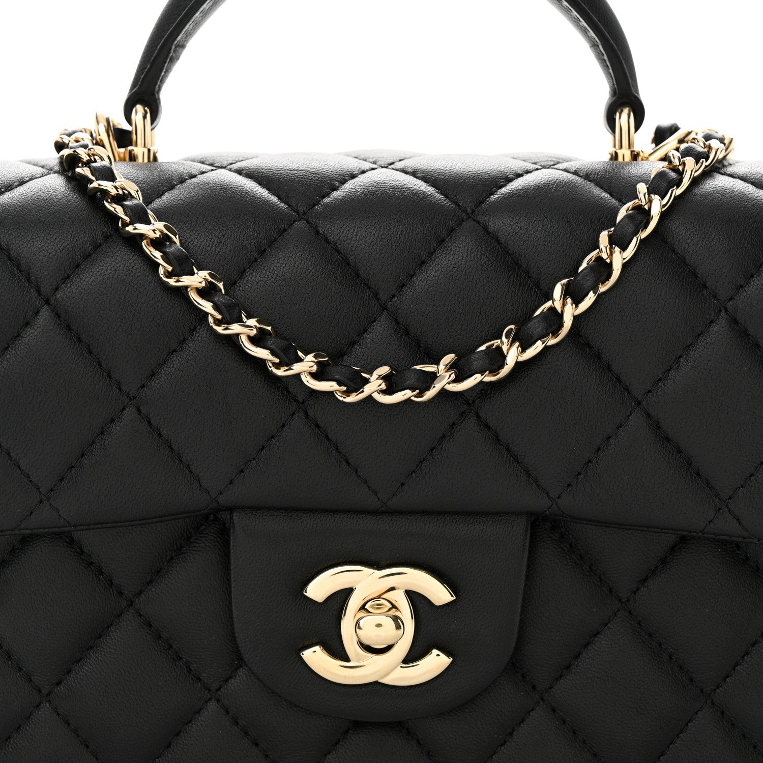 Chanel Lambskin Quilted Mini Top Handle Rectangular Flap Black 8 of 11