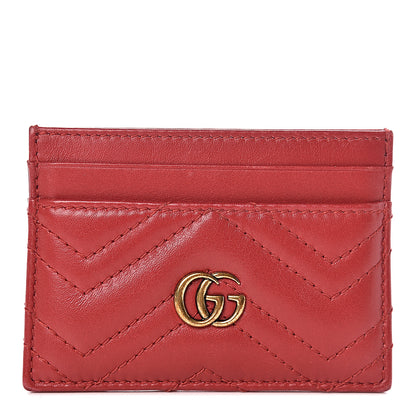 Gucci Calfskin Matelasse GG Marmont Card Holder Hibiscus Red 1 of 6