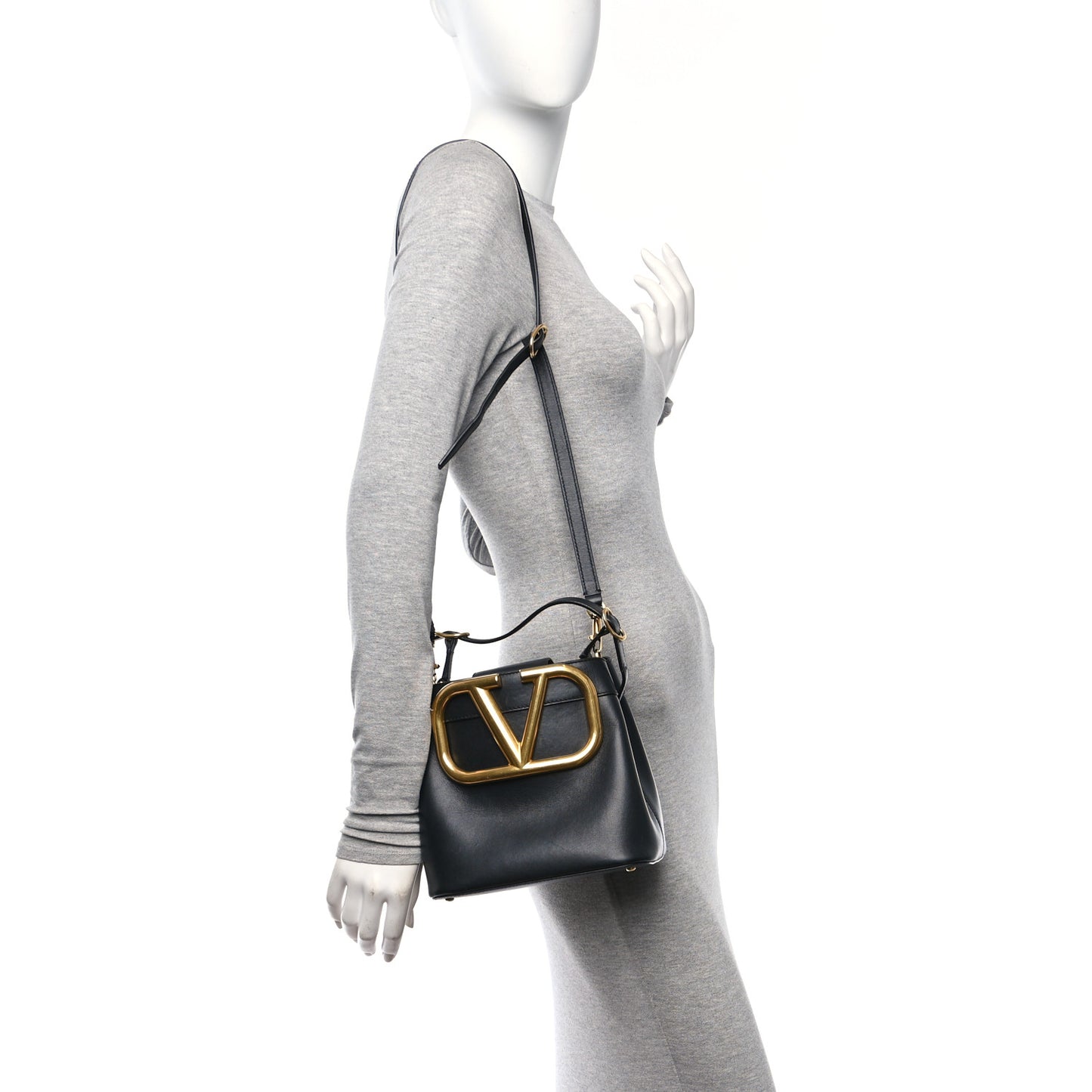 Smooth Calfskin Supervee Top Handle Bag Black