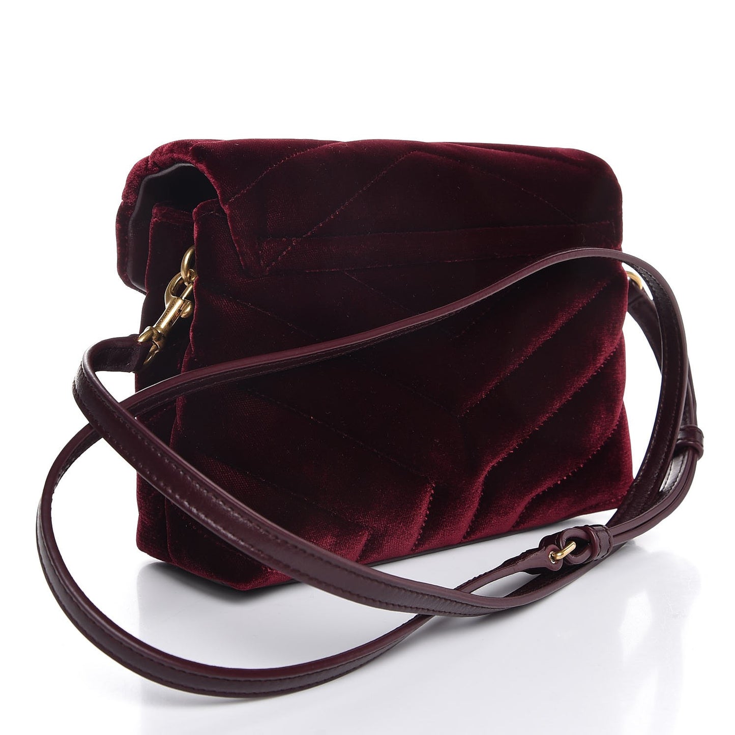 Velvet Y Quilted Monogram Toy Loulou Crossbody Bag French Burgundy