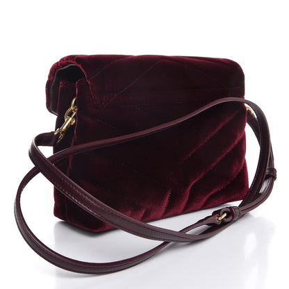 Saint Laurent Velvet Y Quilted Monogram Toy Loulou Crossbody Bag French Burgundy 3 of 10