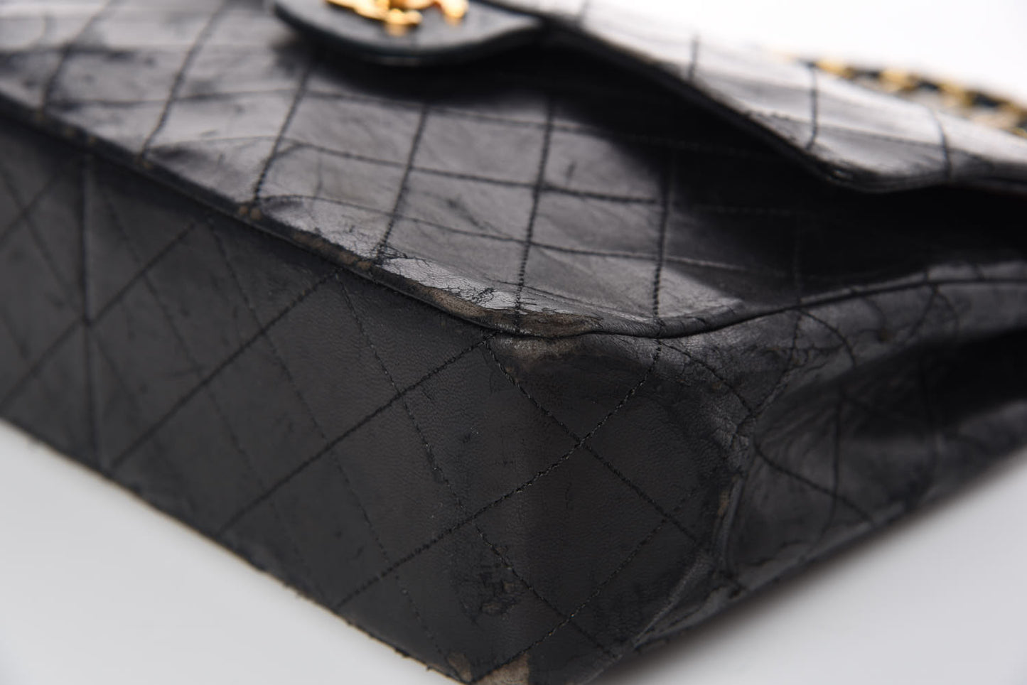 Lambskin Quilted Medium Double Flap Black