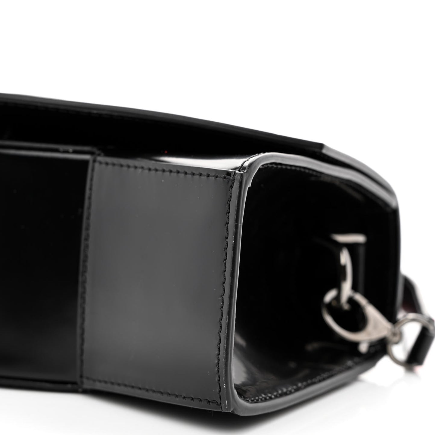 Patent Calfskin Large Loubi54 Crossbody Clutch Black