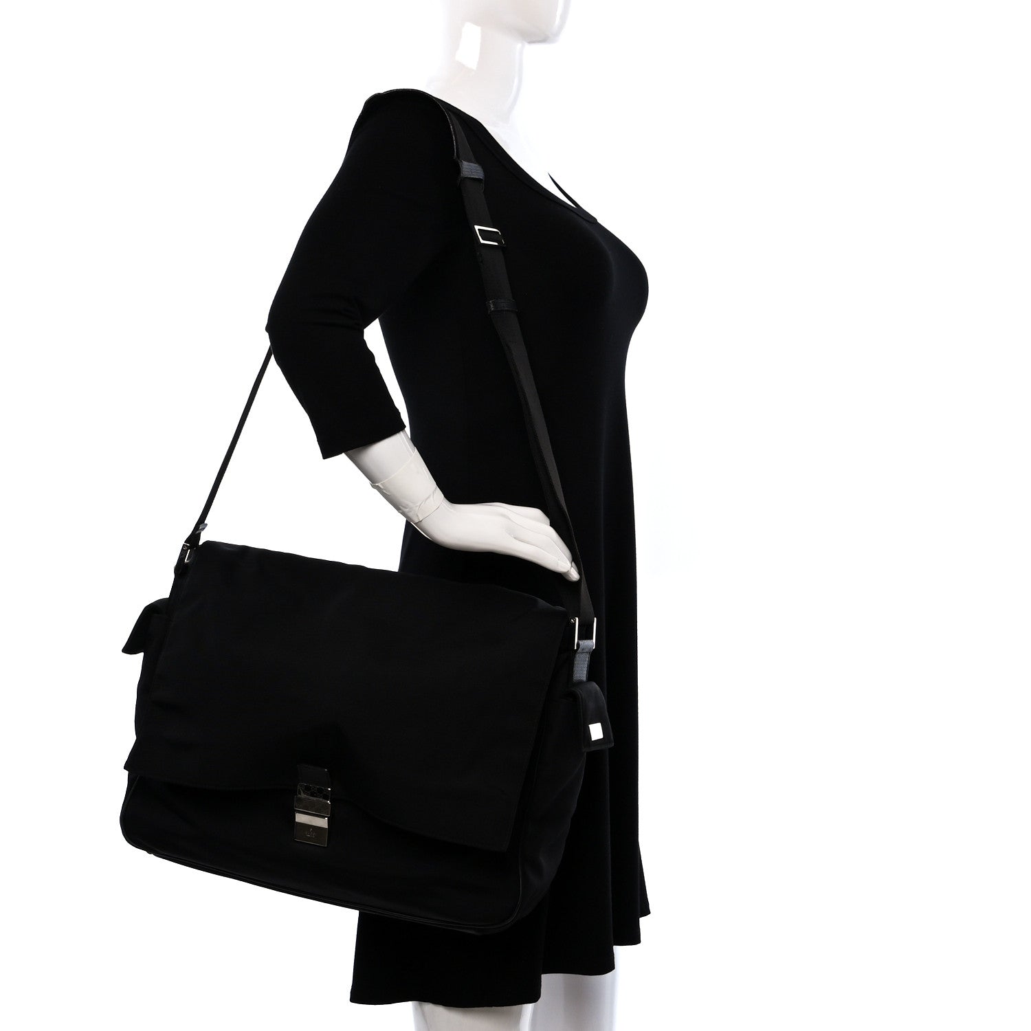 Gucci Nylon Flap Messenger Bag Black 2 of 9