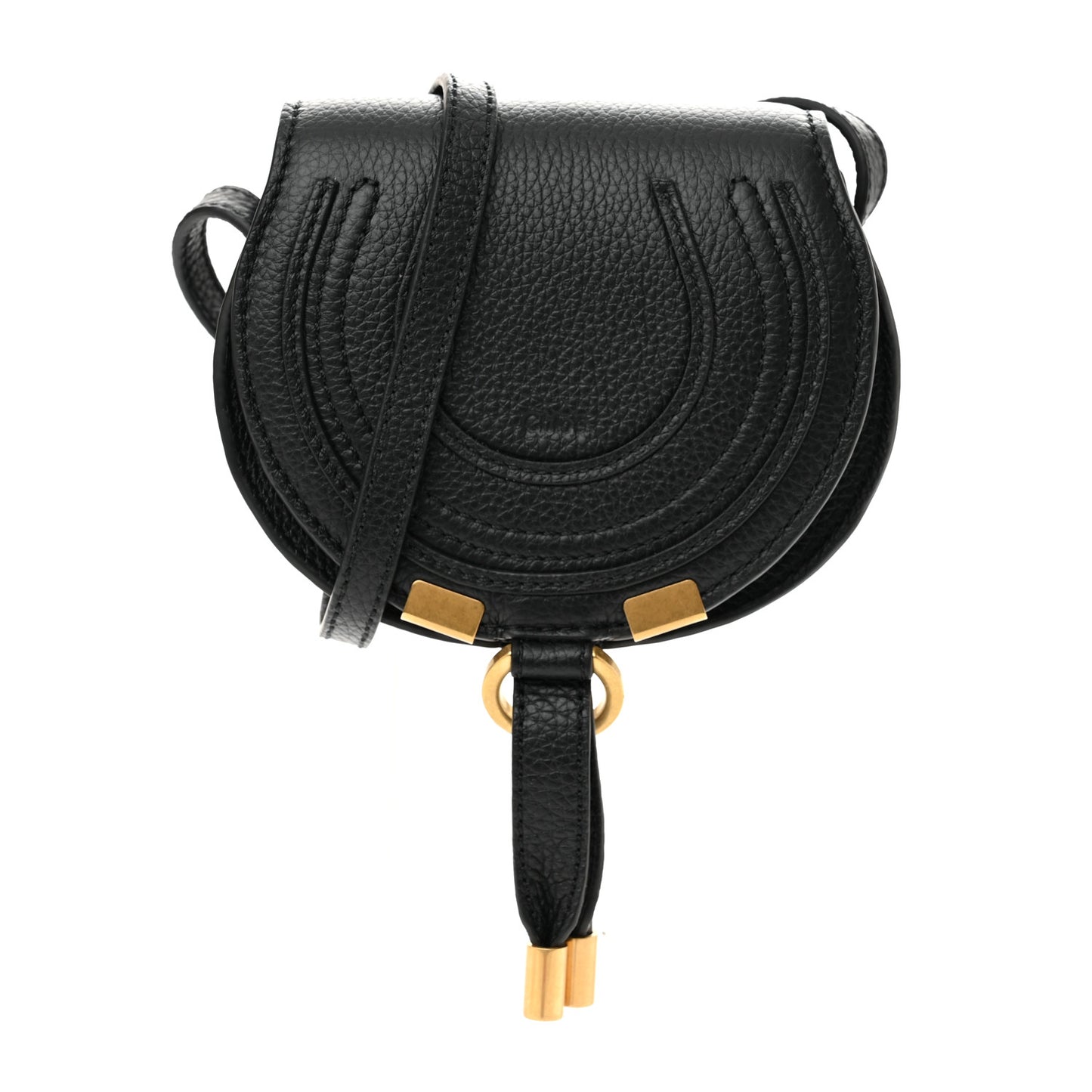 Calfskin Nano Marcie Saddle Bag Black