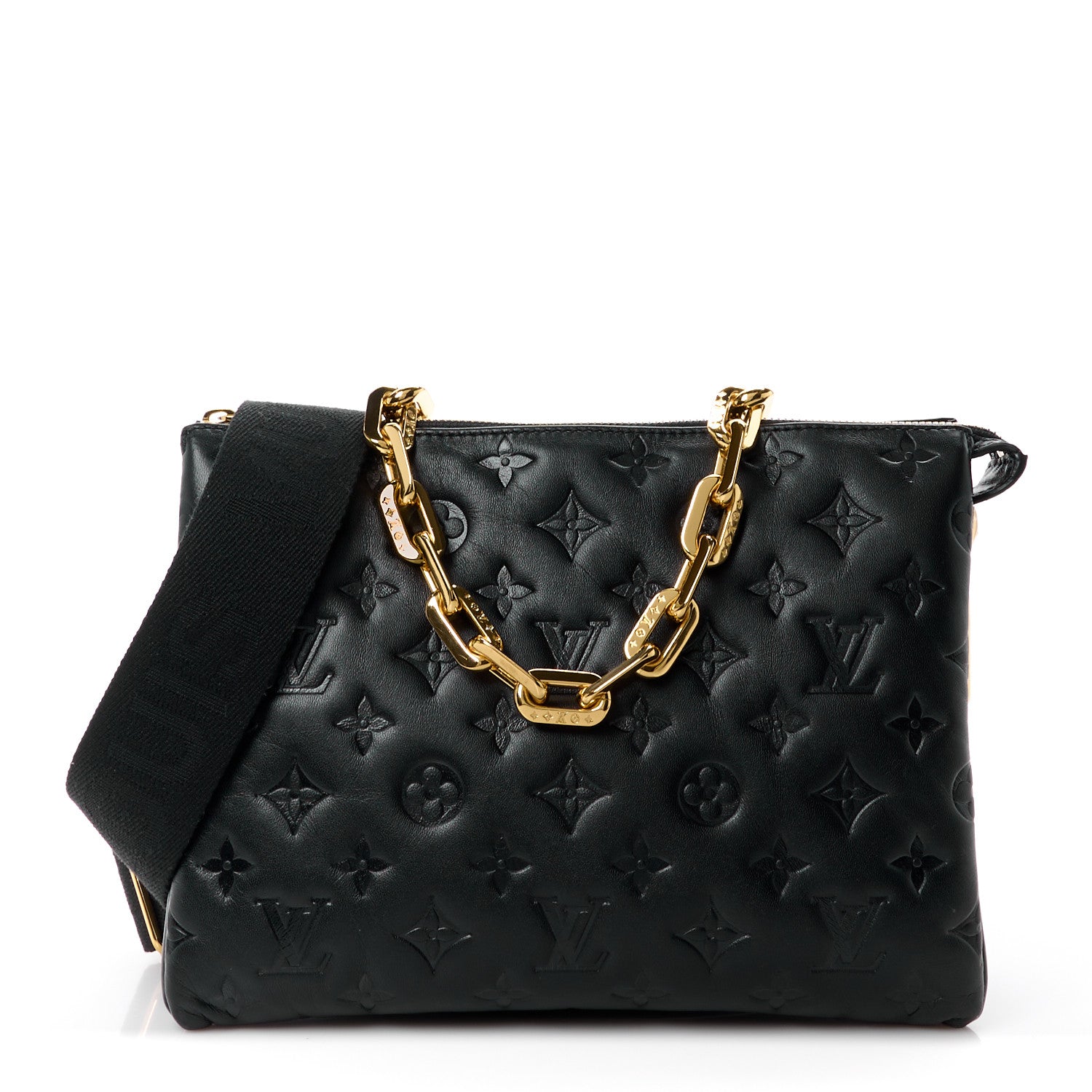 Louis Vuitton Lambskin Embossed Monogram Coussin PM Black 1 of 11
