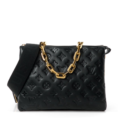 Louis Vuitton Lambskin Embossed Monogram Coussin PM Black 1 of 11