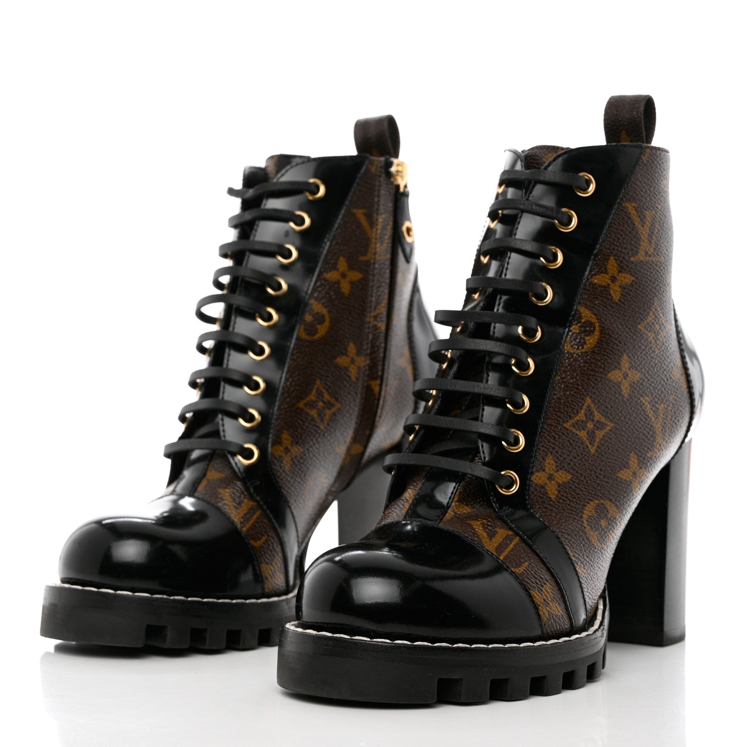 Louis Vuitton Patent Calfskin Monogram Star Trail Ankle Boots 39.5 Black 3 of 9