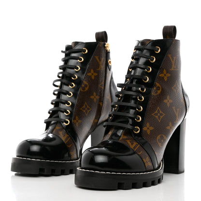 Louis Vuitton Patent Calfskin Monogram Star Trail Ankle Boots 39.5 Black 3 of 9