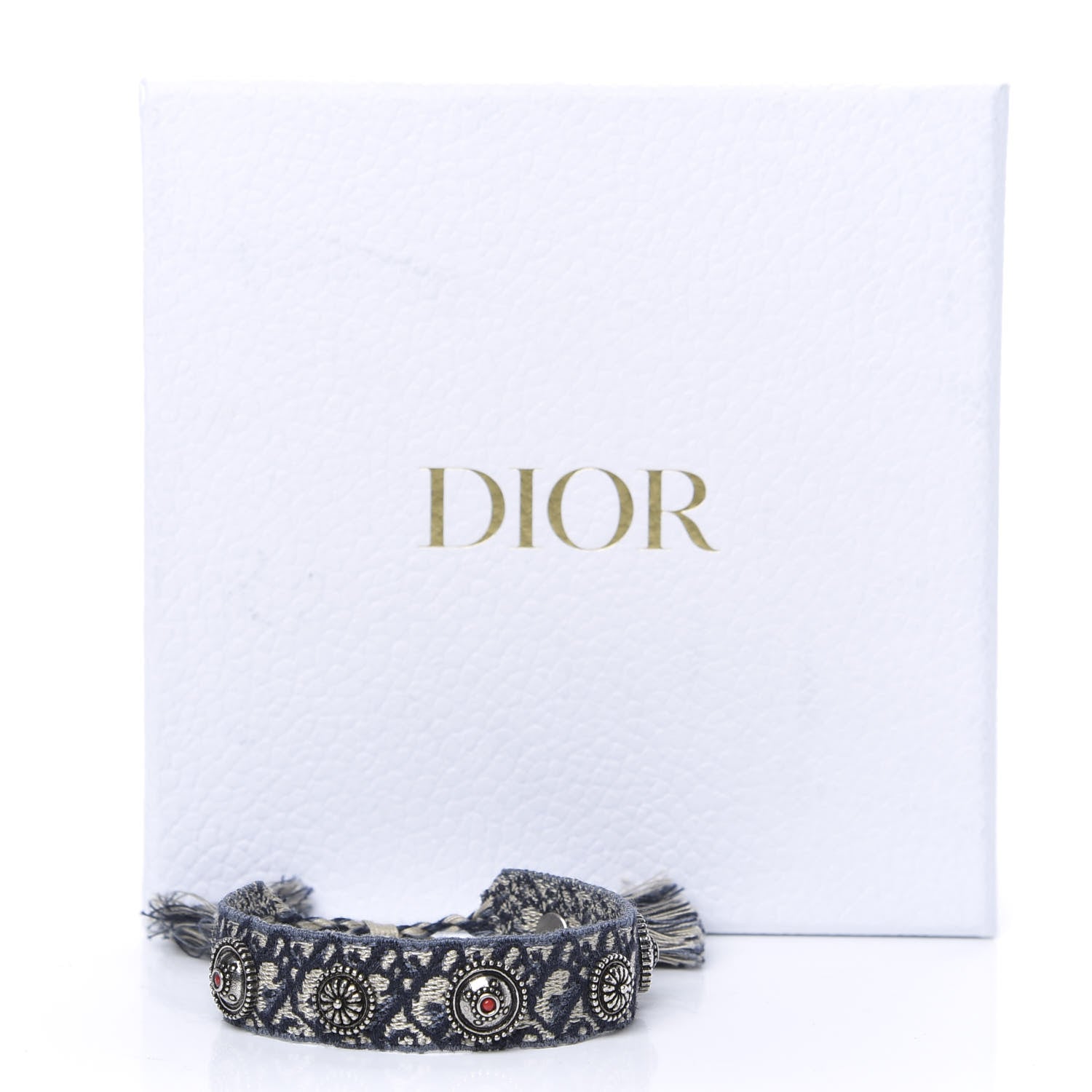 Christian Dior Woven Cotton Oblique J'Adior Friendship Bracelet Blue 4 of 4