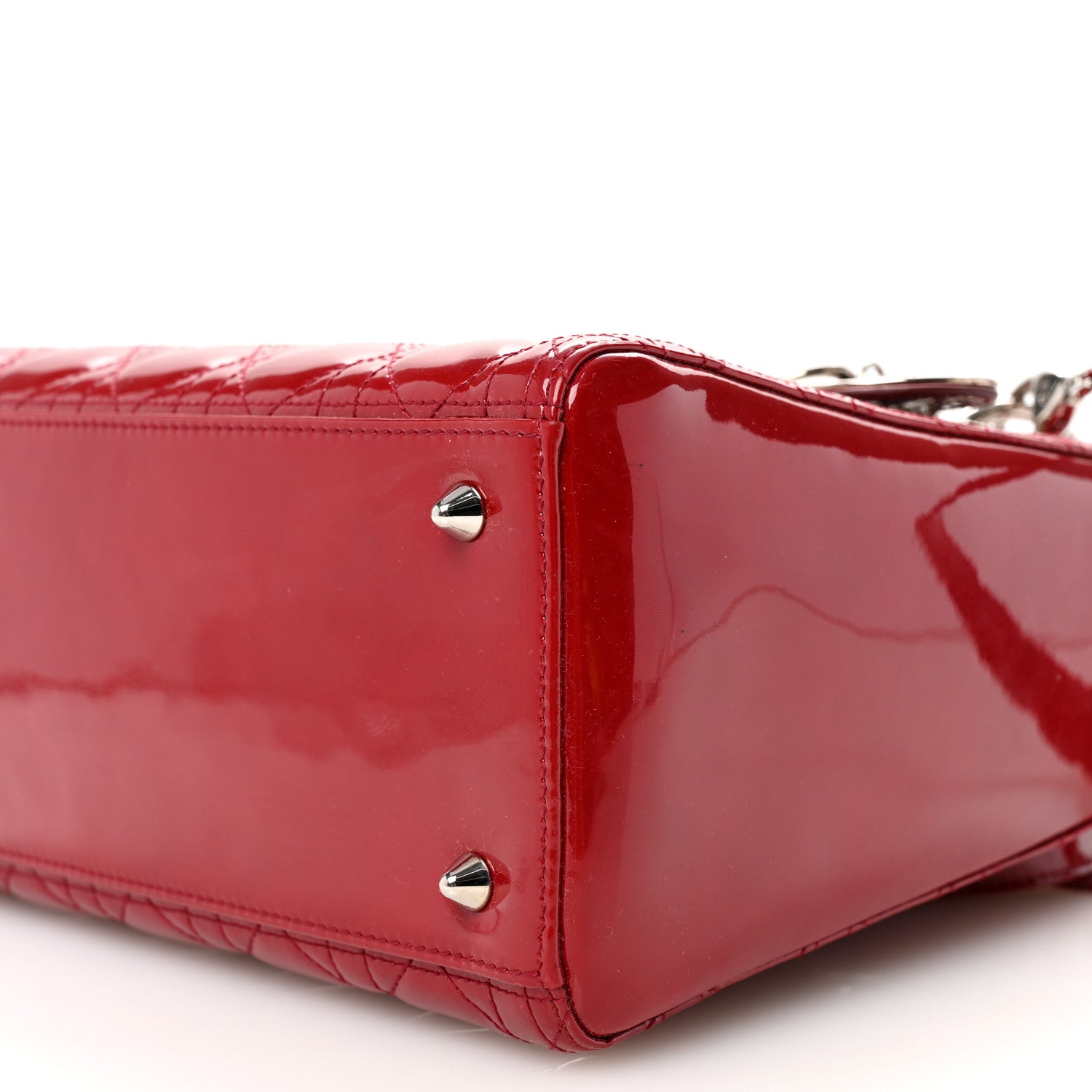 Christian Dior Patent Cannage Medium Lady Dior Burgundy Red 9 of 10