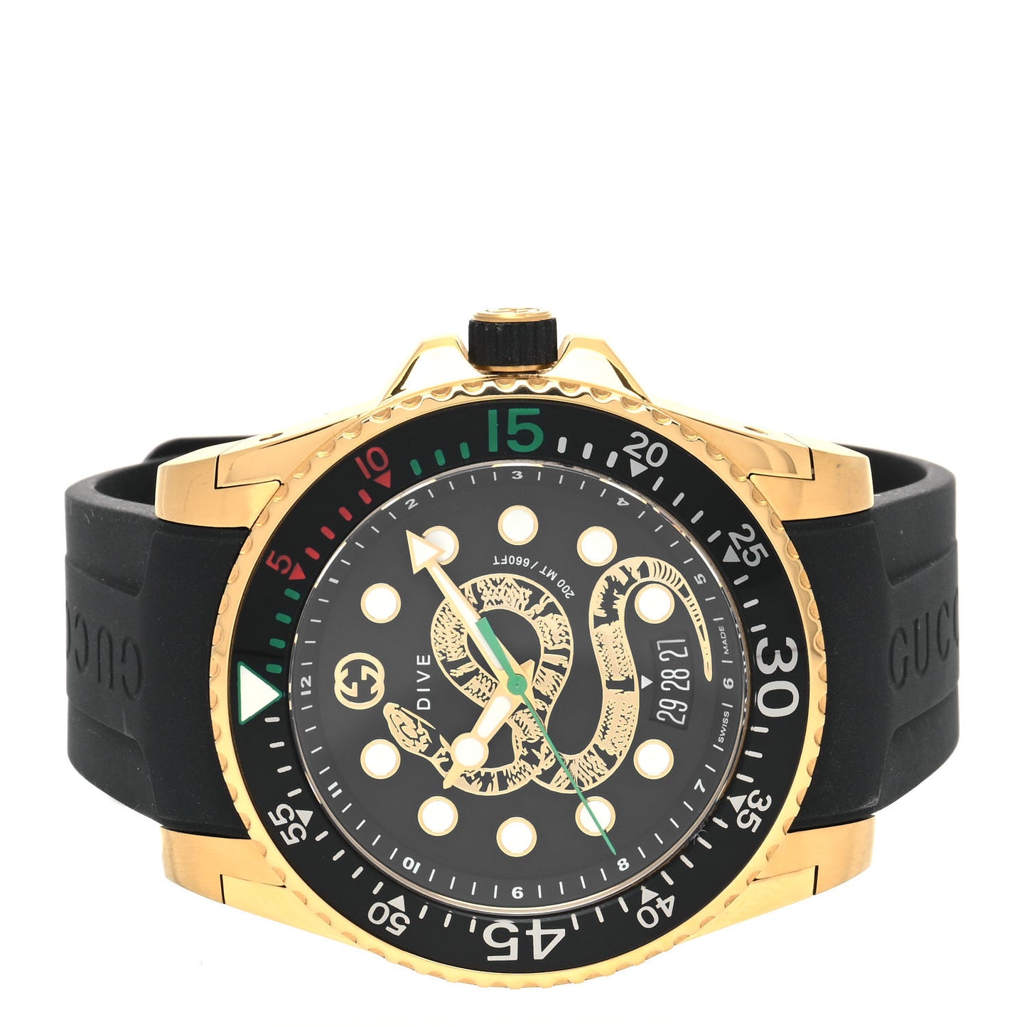Stainless Steel Rubber 45mm Dive Snake Quartz Watch Black