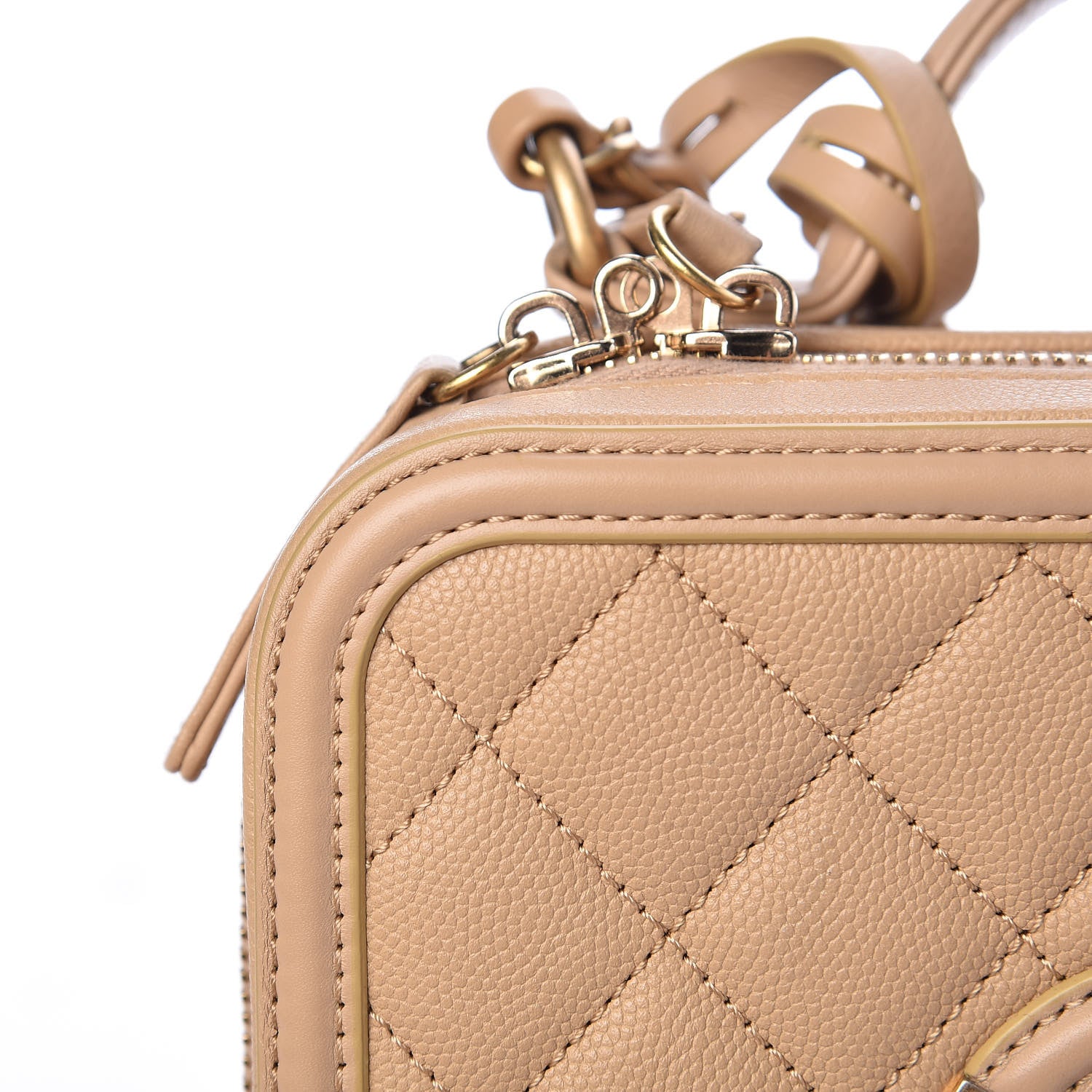 Chanel Caviar Quilted Medium CC Filigree Vanity Case Beige 16 of 17