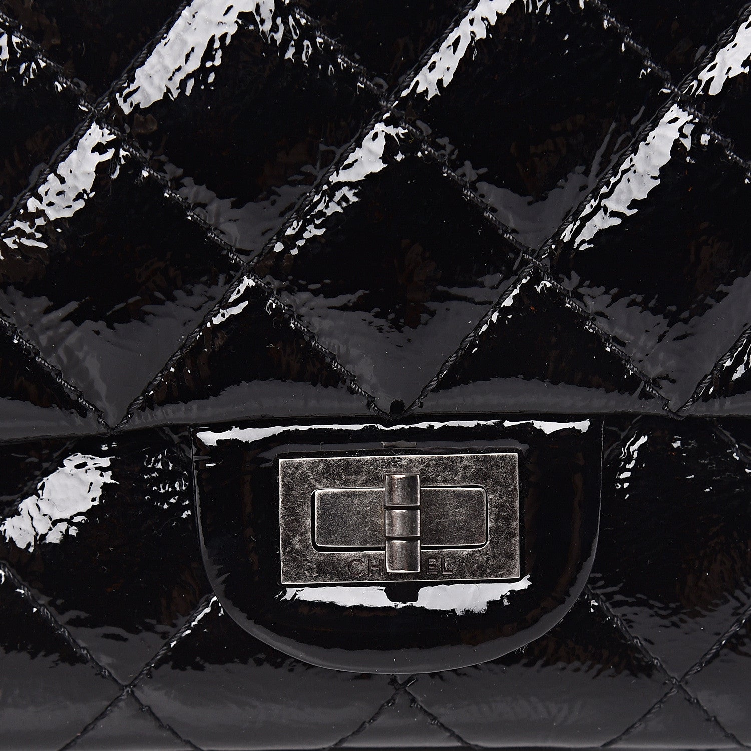 Chanel Distressed Patent Quilted 2.55 Reissue 226 Flap Black 11 of 14