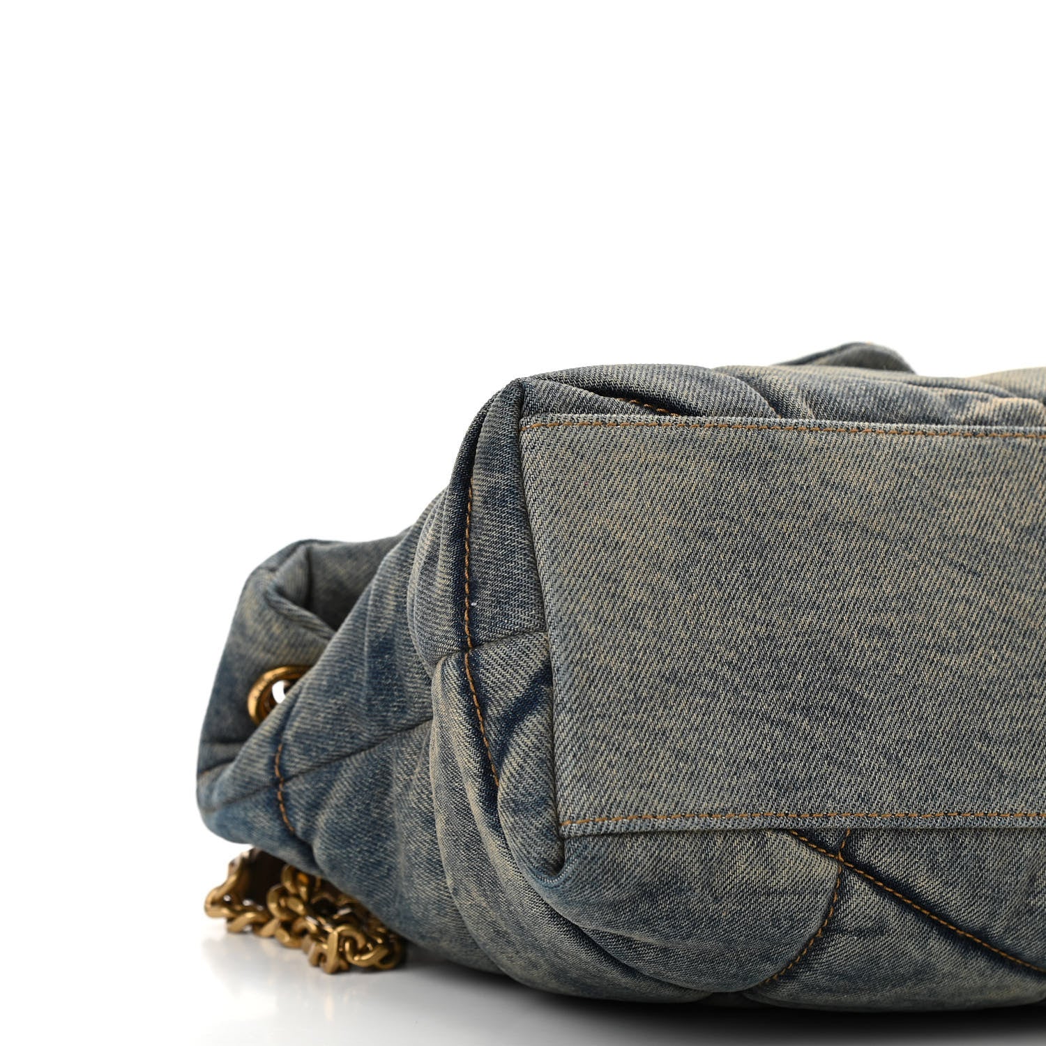 Saint Laurent Denim Quilted Small Loulou Puffer Monogram Chain Satchel Blue Cinnamon 9 of 12
