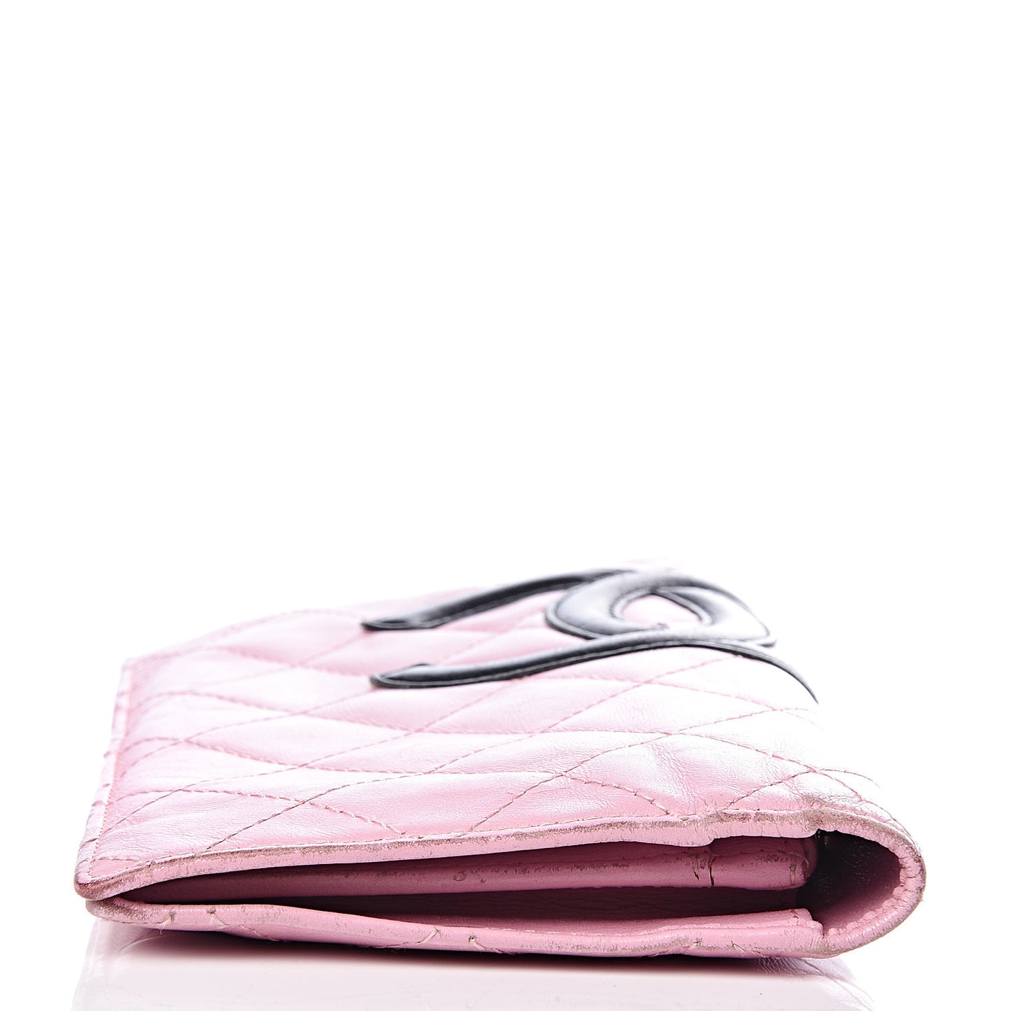 Calfskin Quilted Cambon Yen Wallet Pink