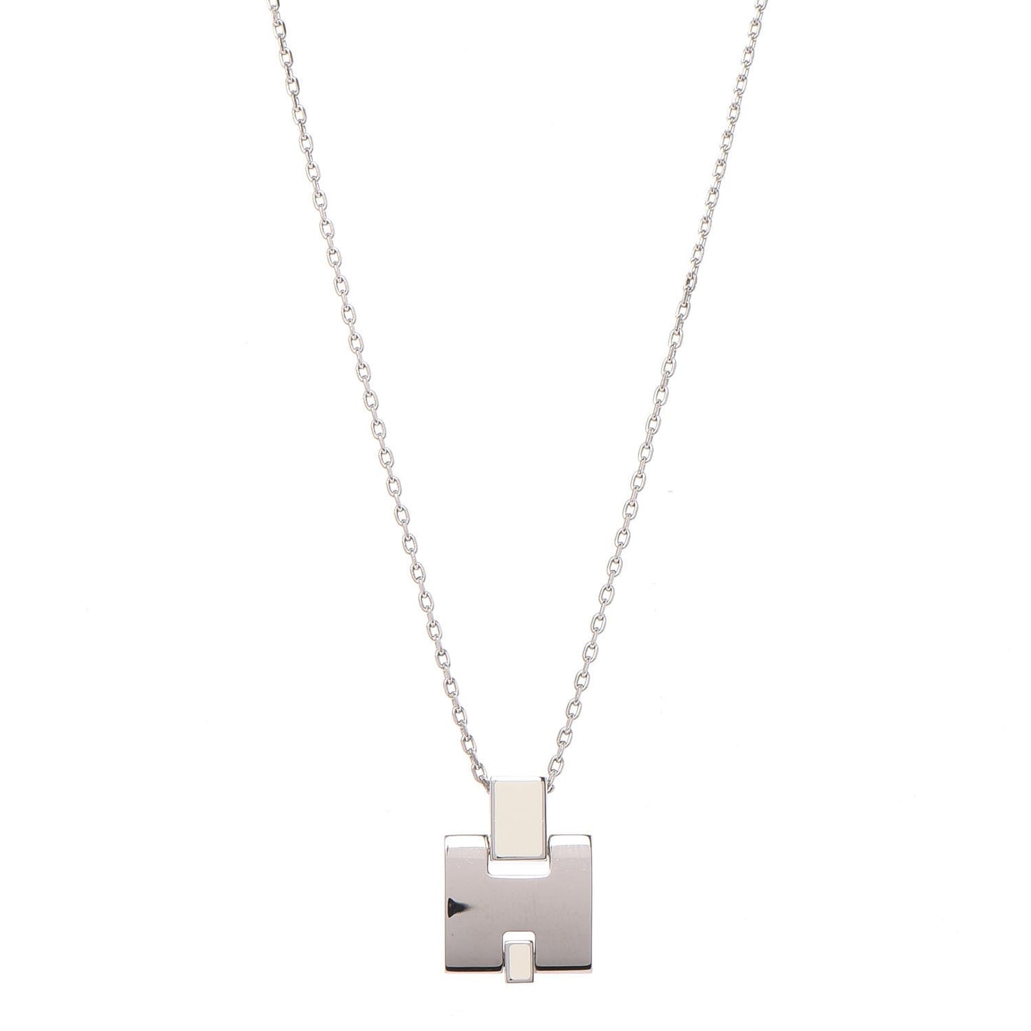 Lacquered Palladium Eileen Pendant Necklace Blanc White