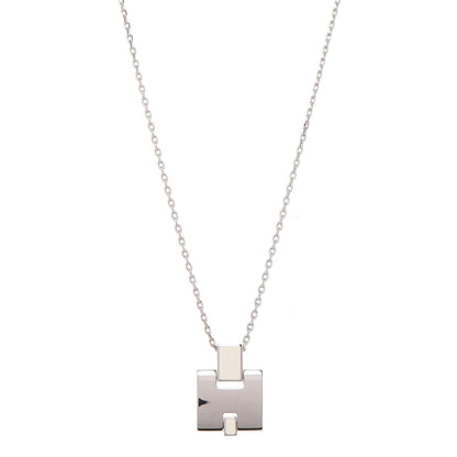 Hermes Lacquered Palladium Eileen Pendant Necklace Blanc White 1 of 7