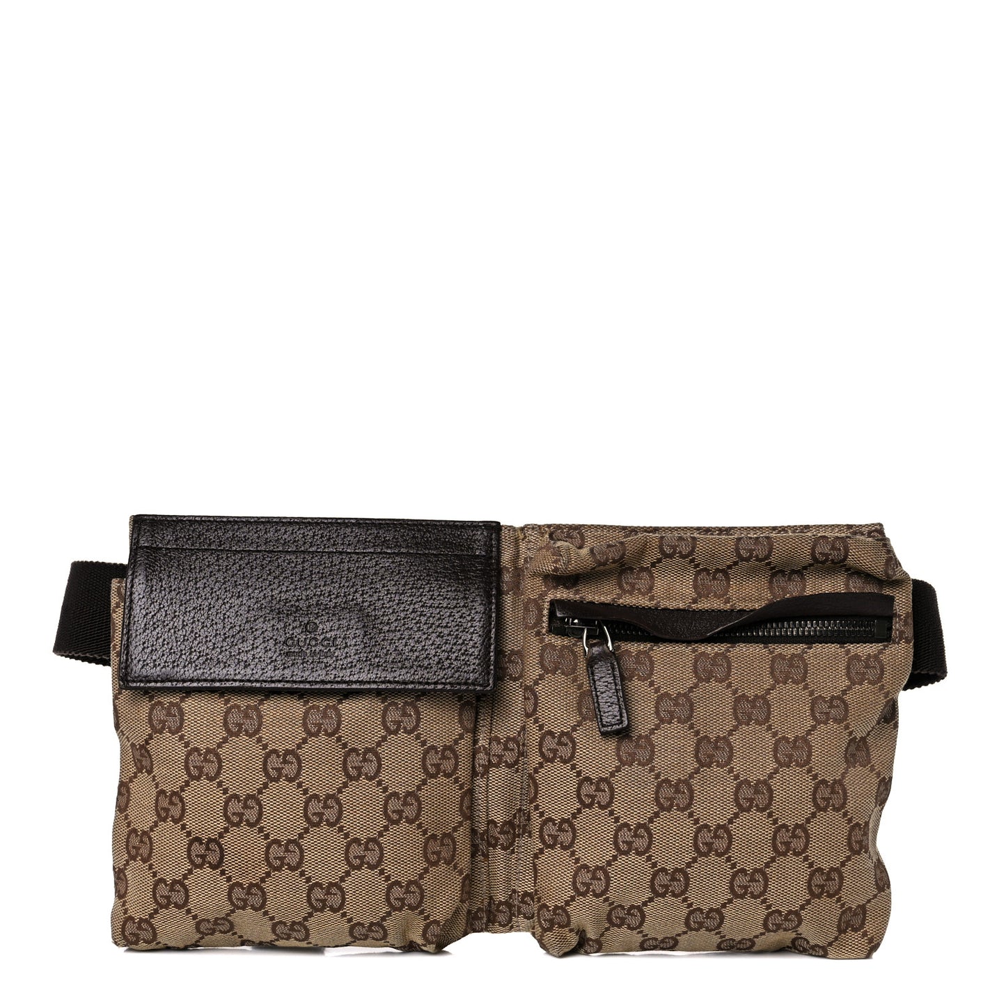 GG Plus Monogram Double Pocket Belt Bag Dark Brown