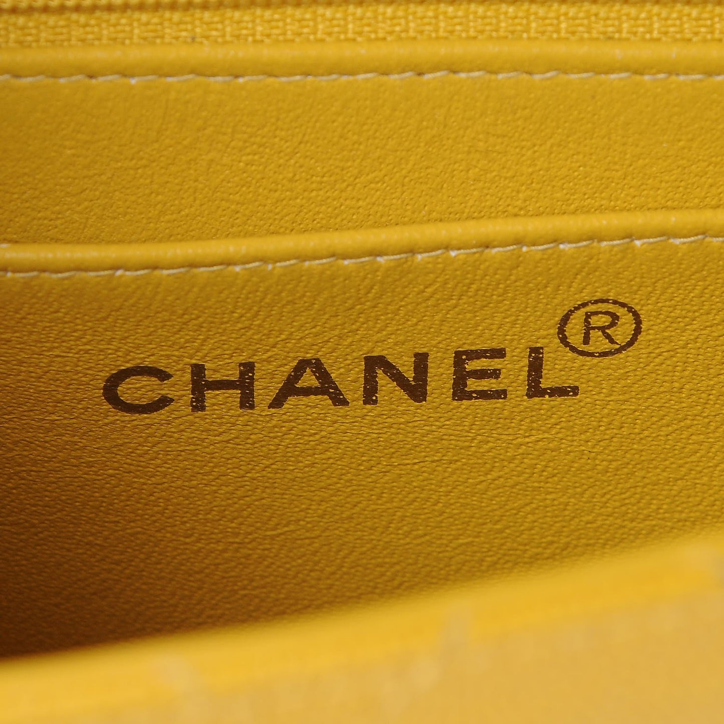 Caviar Stitched Mini Square Flap Yellow