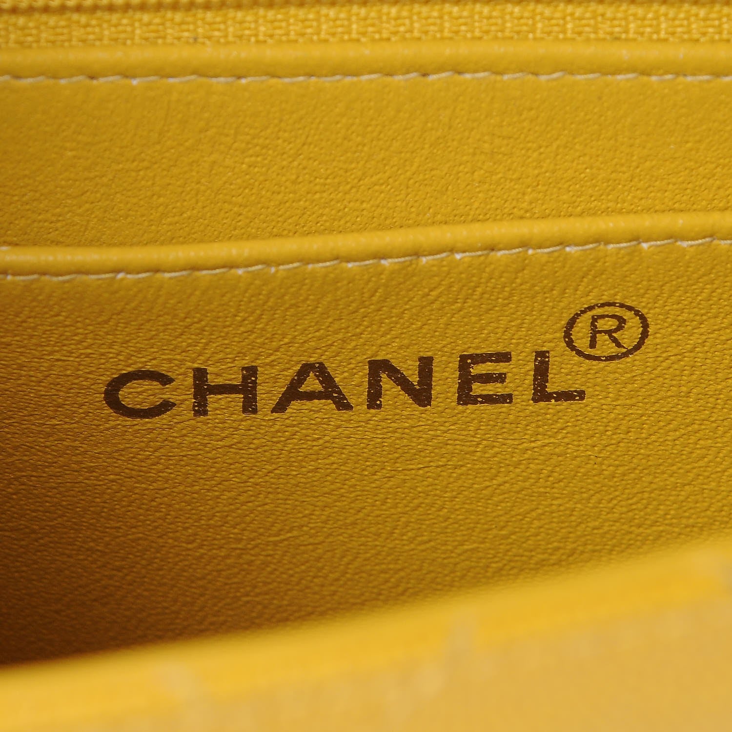 Chanel Caviar Stitched Mini Square Flap Yellow 6 of 7