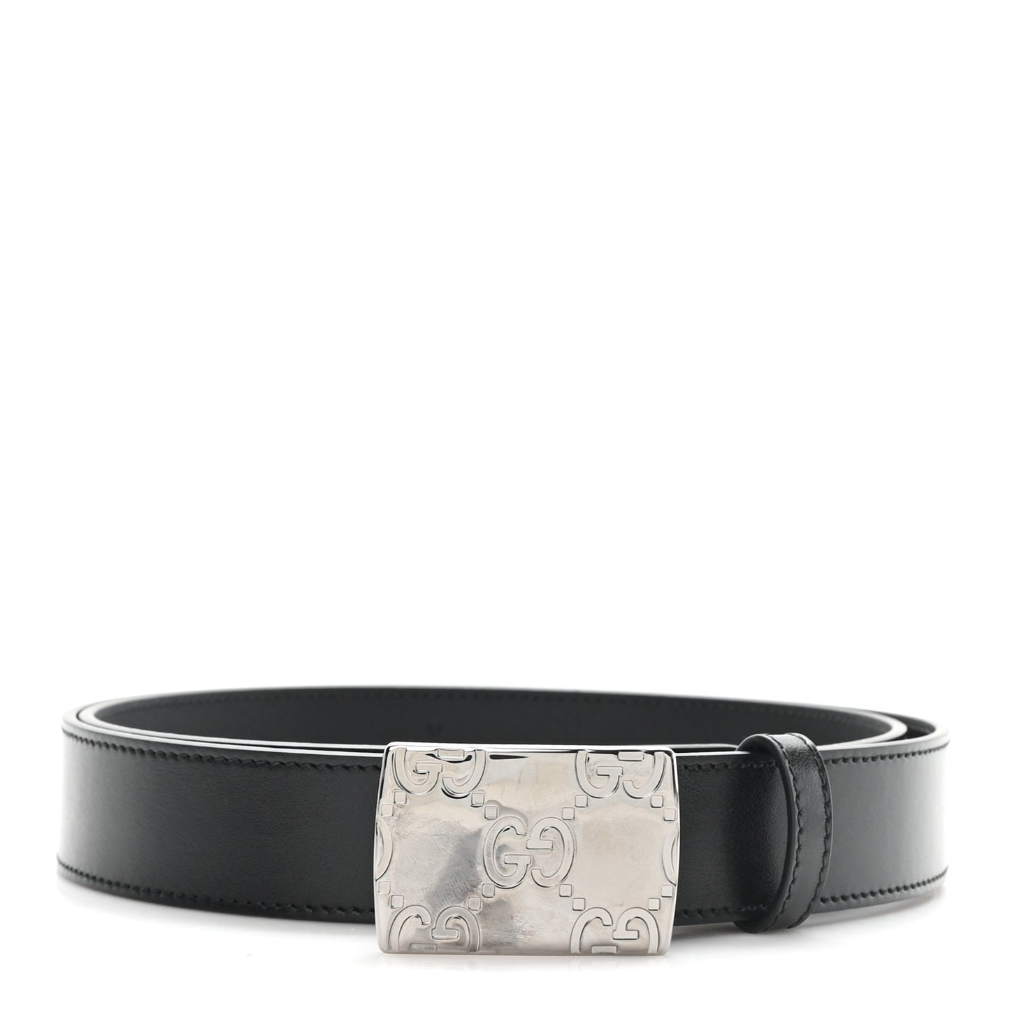 Plutone Calfskin Plaque GG 30mm Belt 100 40 Black