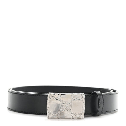 Gucci Plutone Calfskin Plaque GG 30mm Belt 100 40 Black 1 of 4