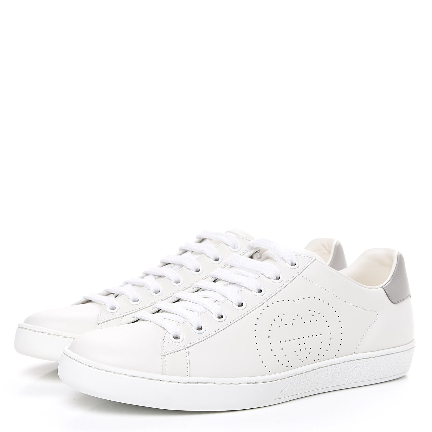 Calfskin Interlocking G Perforated Womens Ace Sneakers 39 White Grey Sky