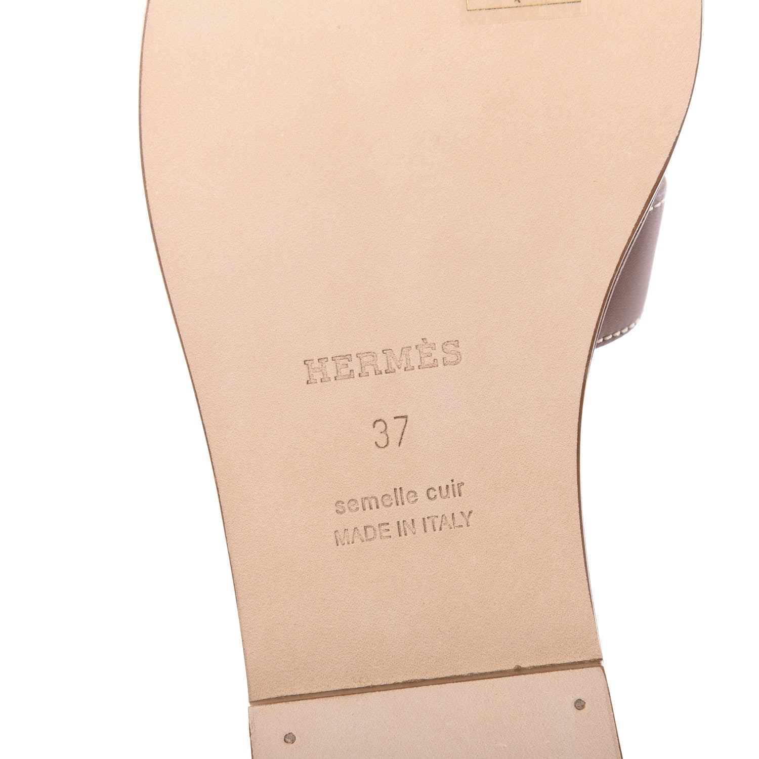 Hermes Box Calfskin Oran Sandals 37 Gold 8 of 9