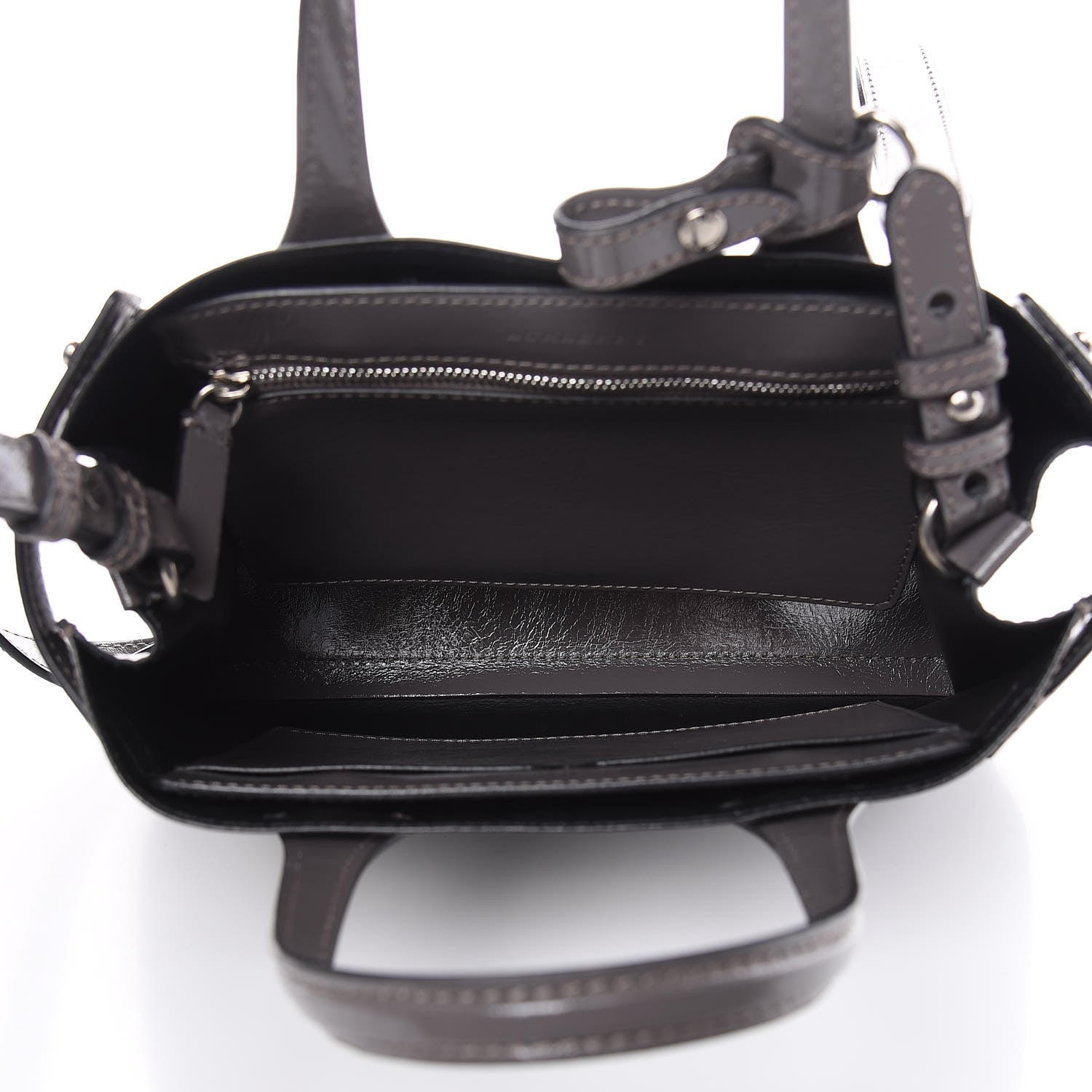 Burberry Soft Calfskin Small Banner Tote Sepia Grey 5 of 9