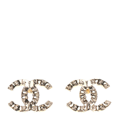Chanel Metal Textured CC Earrings Gold 1 of 4