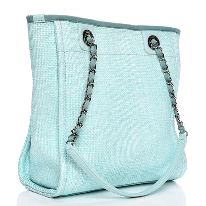 Chanel Woven Straw Raffia Deauville Mini Tote Turquoise 4 of 15