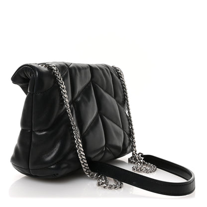 Saint Laurent Lambskin Quilted Toy Loulou Puffer Monogram Chain Satchel Black 3 of 11