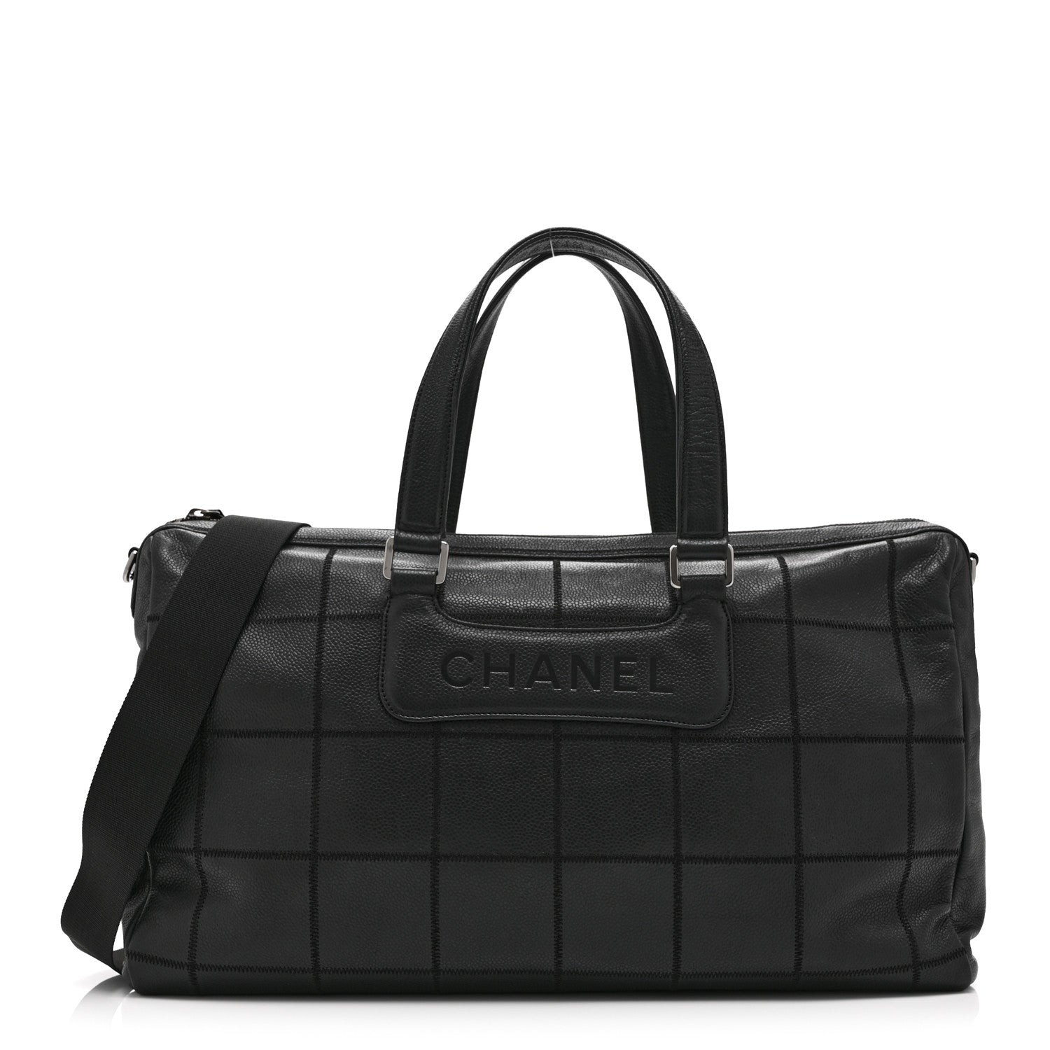 Chanel Caviar Square Stitched Duffel Bag Black 1 of 10