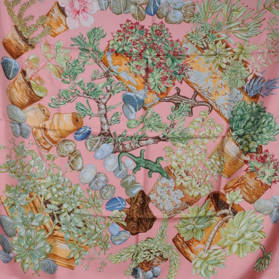 Silk Jardin Secret Scarf 90 Pink