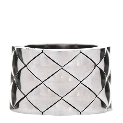 Chanel 18K White Gold Large Matelasse Ring 50 5.25 1 of 6